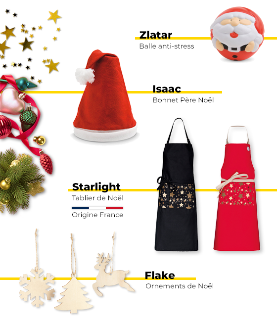 Selection d'objets de noel personnalisables